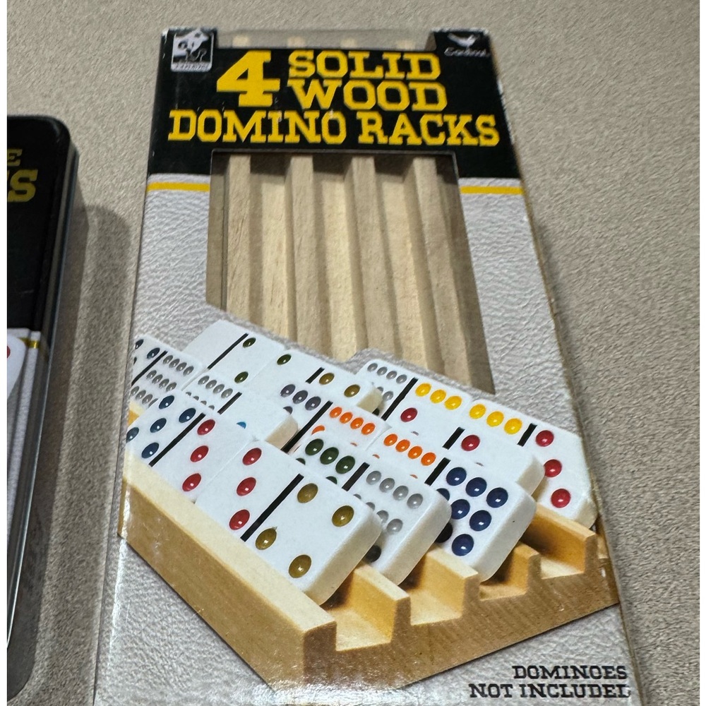 Solid Wood Domino Racks - Natural and set of Dominoes
